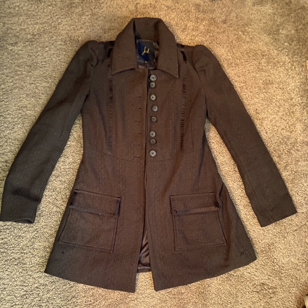 Brown peacoat with pockets and buttons size small